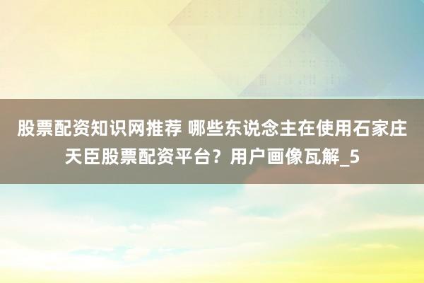 股票配资知识网推荐 哪些东说念主在使用石家庄天臣股票配资平台？用户画像瓦解_5