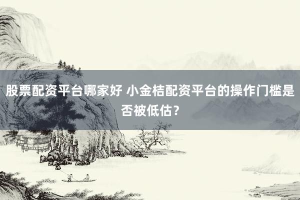 股票配资平台哪家好 小金桔配资平台的操作门槛是否被低估？
