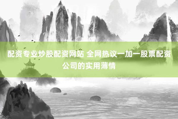 配资专业炒股配资网站 全网热议一加一股票配资公司的实用薄情