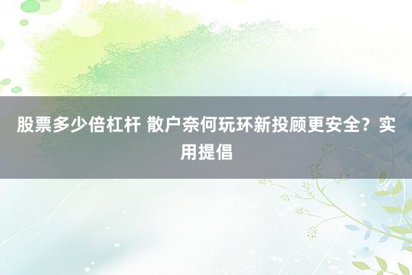 股票多少倍杠杆 散户奈何玩环新投顾更安全?实用提倡