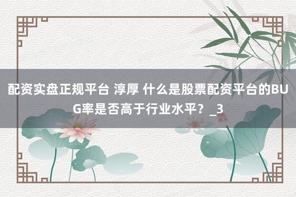 配资实盘正规平台 淳厚 什么是股票配资平台的BUG率是否高于行业水平？_3
