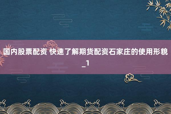 国内股票配资 快速了解期货配资石家庄的使用形貌_1
