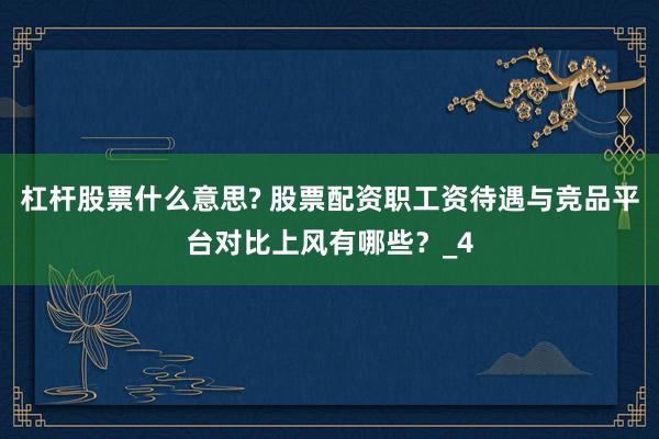 杠杆股票什么意思? 股票配资职工资待遇与竞品平台对比上风有哪些？_4