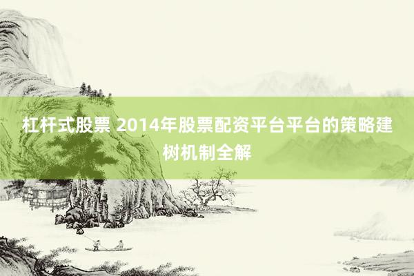 杠杆式股票 2014年股票配资平台平台的策略建树机制全解