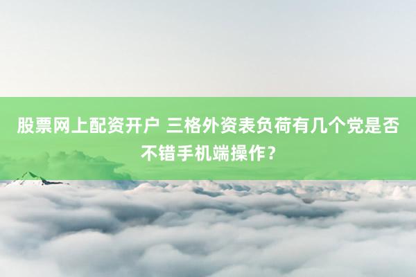 股票网上配资开户 三格外资表负荷有几个党是否不错手机端操作？