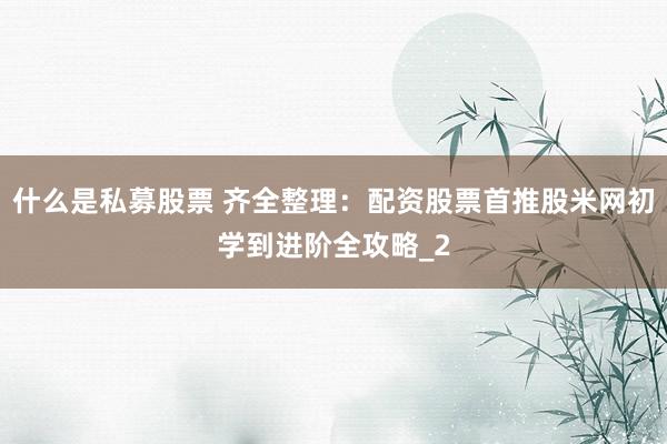 什么是私募股票 齐全整理：配资股票首推股米网初学到进阶全攻略_2