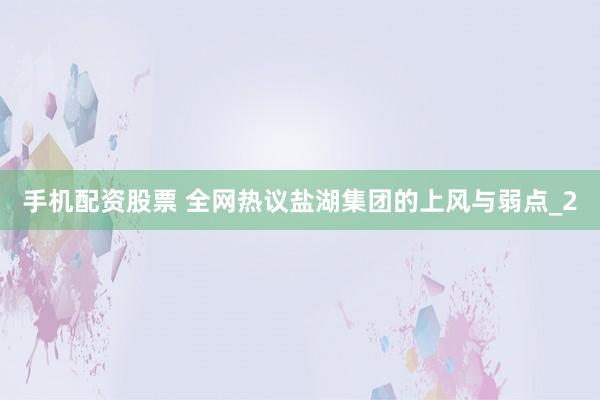 手机配资股票 全网热议盐湖集团的上风与弱点_2