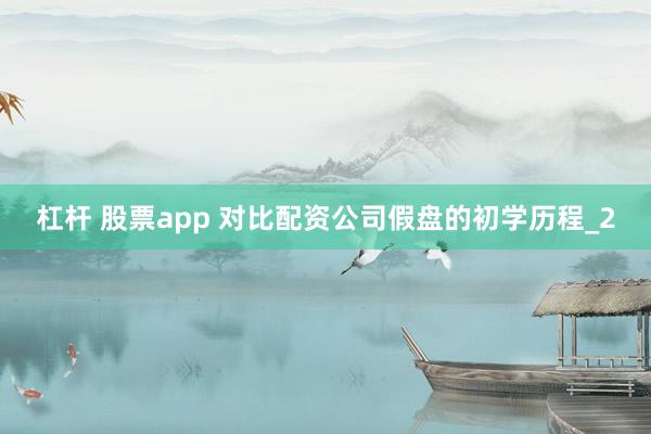 杠杆 股票app 对比配资公司假盘的初学历程_2
