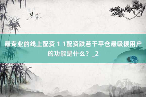 最专业的线上配资 1 1配资跌若干平仓最吸援用户的功能是什么？_2